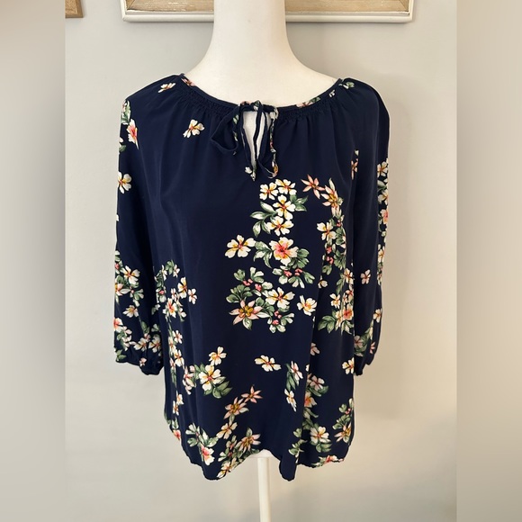 St John’s Bay - Floral Navy Blue Top - Picture 3 of 8